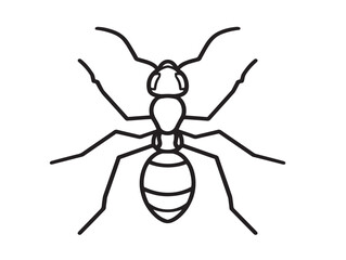 Ant icon 2D vector line art in a clean minimalist style black