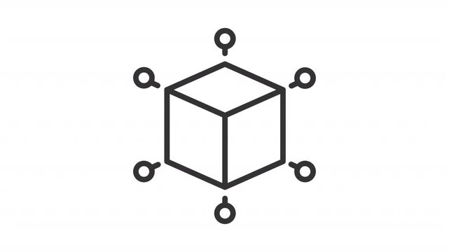 Blockchain network ui icon line animation. AI algorithm integration on stock market. Crypto currency development animated user interface element isolated on white. HD video with alpha channel