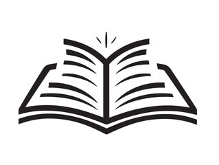 Book logo icon 2D vector line art in a clean minimalist illustration