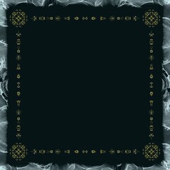 Gold Ink Line Frame on Black Background⑦