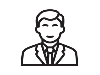 Businessman icon 2D vector line art in a clean minimalist graphic