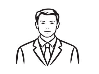 Businessman icon 2D vector line art in a clean minimalist style
