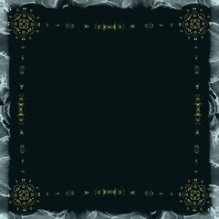 Gold Ink Line Frame on Black Background⑩