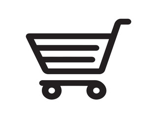 Cart icon 2D vector line art in a clean minimalist style black