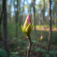 Tree bud - Spring growth in the forest
