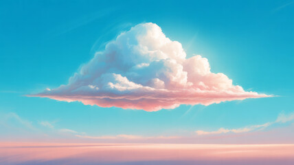 Dreamy cumulus cloud formation in a pastel sky