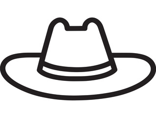 Cowboy hat icon 2D vector line art in a clean minimalist style