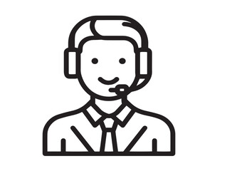 Customer service icon 2D vector line art in a clean minimalist style