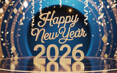 Happy New Year 2026 celebration design with festival background
