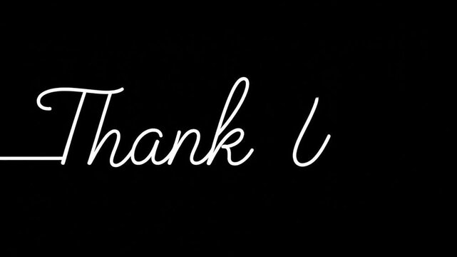 Elegant Thank You Text Animation on Black Background