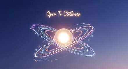 Discover inner peace with this calming celestial sphere and its glowing rings, a serene cosmic design perfect for meditation guides and tranquil spiritual content, embracing stillness