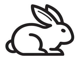 Easter bunny icon 2D vector line art in a clean minimalist style
