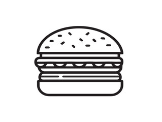 Hamburger icon 2D vector line art in a clean minimalist style black