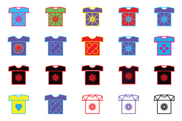 Geometric Flower and Abstract Love T-Shirt Graphic Vector Set Colorful, Modern Apparel Design Elements for Print and Digital.