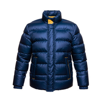 PNG Dark blue puffer jacket for winter, isolated on transparent background