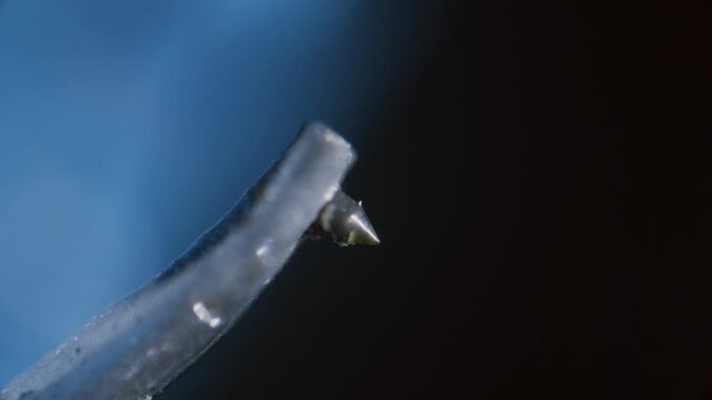 Turntable diamond stylus under microscope