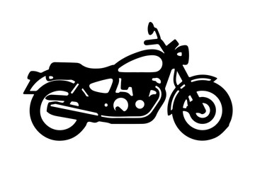 Obraz premium A striking black silhouette of a classic cruiser motorcycle isolated on a clean white background