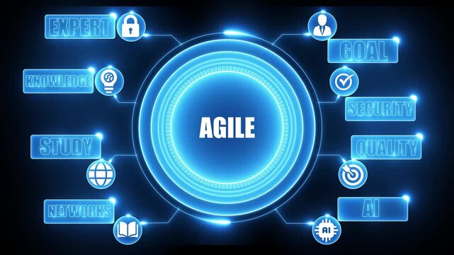 Agile Concept with Icons and Glowing Blue Light methodology