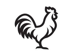 Rooster icon 2D vector line art in a clean minimalist graphic black