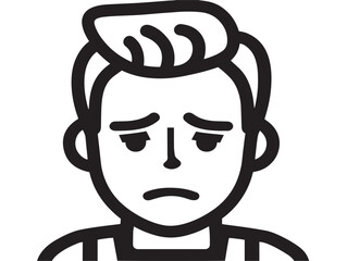 Sad icon 2D vector line art in a clean minimalist illustration black