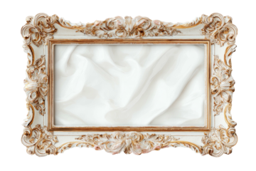 Ornate frame with cream fabric background and gilded accents