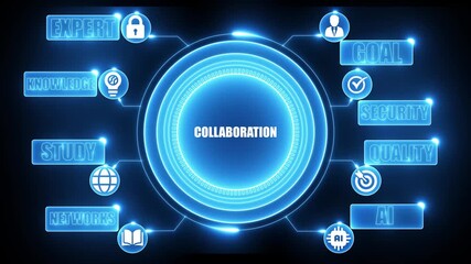 Collaboration concept with glowing icons and text teamwork - Powered by Adobe
