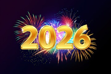 Happy New Year 2026 celebration card design with winter decoration and star vector illustration for holiday greeting on Christmas eve