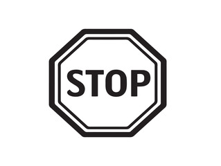 Stop sign icon 2D vector line art in a clean minimalist illustration black