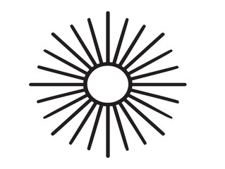 Obraz premium Sunshine icon 2D vector line art in a clean minimalist style black