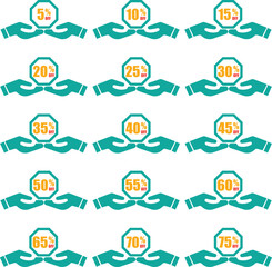 Discount tags with different prices offered to you by two human hands