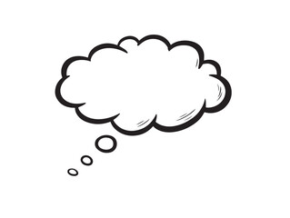 Thought bubble icon 2D vector line art in a clean minimalist design black