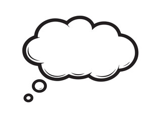 Thought bubble icon 2D vector line art in a clean minimalist graphic black
