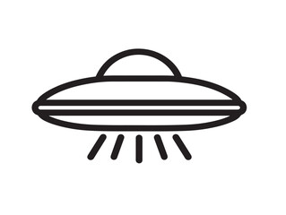 UFO icon 2D vector line art in a clean minimalist style black