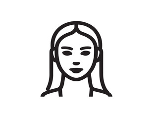 Woman face icon 2D vector line art in a clean minimalist graphic