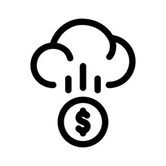 Money and Cloud Icon Financial Line Style Vector