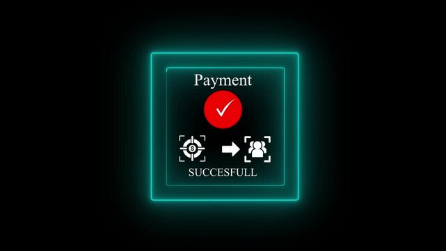 Payment Processing Icon with Neon Cyan Border finance