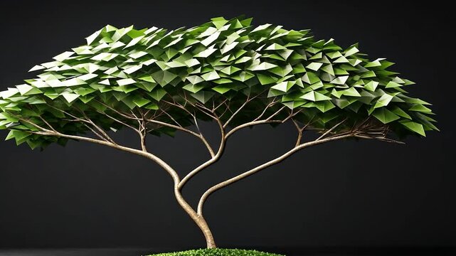 Geometric tree against a dark background