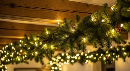 Festive Garland Adorned with Warm Illuminating Holiday Lights