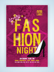 Chic template banner or flyer with fashionable model for fashion night