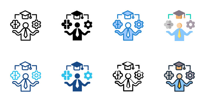 Job qualifications icon set multiple style collection 
