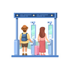Automatic Immigration Gate. Travelers Using Digital Border Control Illustration vector