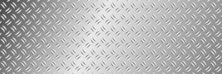Shiny silver metal diamond plate surface with chrome tread pattern creating a repeat industrial texture ideal for vector backgrounds aluminium material and vintage inspired art