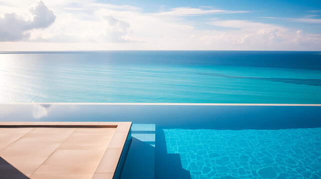Stunning infinity edge swimming pool overlooking the ocean A lux - Powered by Adobe
