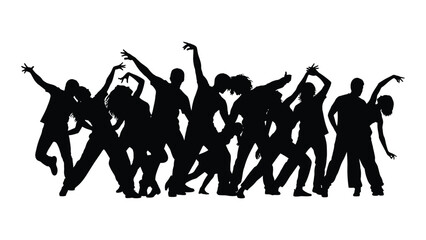 Energetic group dance silhouette isolated on white background, Vector