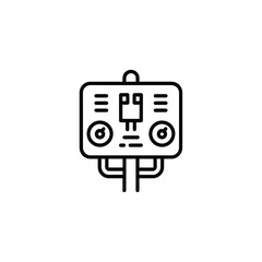 Simple line art icon of a control panel with dials