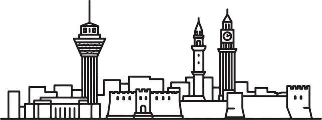 Obraz premium Historical Jeruzalem City Skyline Vector Illustration Landscape Travel