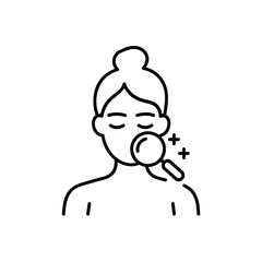 Obraz premium Magnifying glass inspecting woman s face for skin care