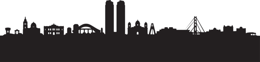 Obraz premium Silhouette of Belgrade Cityscape with Notable Structures and Landmarks Vector Art