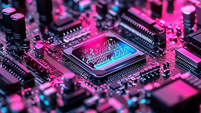 Close-up of circuit board with processor