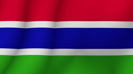 The flag of Gambia. The evolving national flag of Gambia in 3d format. 1080p HD animation for presentation